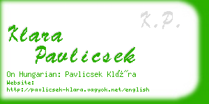 klara pavlicsek business card